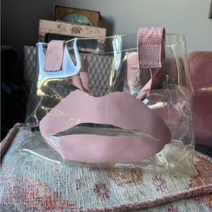 Transparent Pink Lip Design Women's Bag